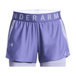 Spodenki treningowe damskie Under Armour Play Up 2-In-1. Fioletowe obuwie sportowe damskie Under Armour, bez wzorów, na fitness i siłownię. Za 139.99 zł.