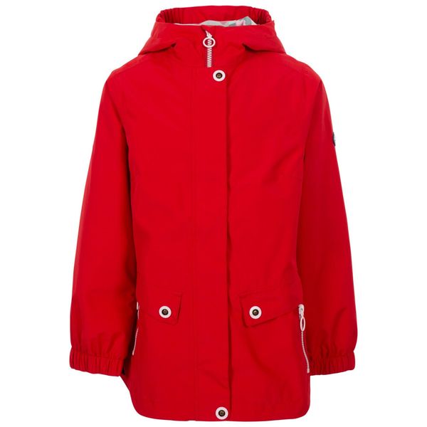 Kurtka Dziewczęca Flourish TP75 Wodoodporna. Czerwone kurtki i płaszcze dla dziewczynek Trespass, bez wzorów, z bawełny, długie, z kapturem. Za 155.99 zł.