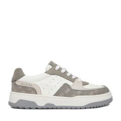 Sneakersy Guess. Szare trampki i tenisówki chłopięce Guess, z aplikacjami, bez zapięcia. Za 269.99 zł.