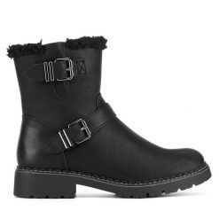 Botki Clara Barson. Czarne botki damskie Clara Barson, bez obcasa, na płaskiej podeszwie, bez zapięcia. Za 169.99 zł.