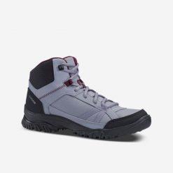 Buty turystyczne damskie Quechua NH100 mid. Brązowe obuwie sportowe damskie QUECHUA, bez wzorów, z syntetyku, trekkingowe. Za 89.99 zł.