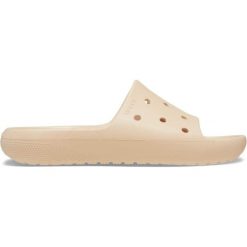 Klapki plażowe dla dorosłych Crocs Classic Slide V2. Brązowe skarpety damskie Crocs, bez wzorów. Za 165.55 zł.