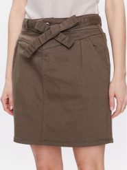 Morgan Spódnica jeansowa 231-JSTELA Khaki Regular Fit. Brązowe spódnice damskie Morgan, bez wzorów, z jeansu. Za 249.99 zł.