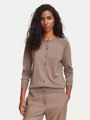 BOSS Kardigan Fonami 50545031 Brązowy jasny Regular Fit. Brązowe kardigany damskie Boss, xl, bez wzorów, z wełny, bez kołnierzyka, bez ramiączek, bez kaptura. Za 899.99 zł.