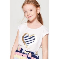 Koszulka z cekinami dla dziewczynki little princess - Biały. T-shirty i topy dla dziewczynek marki Mohito. W wyprzedaży za 19.99 zł.