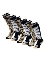 Skarpety narciarskie - Unisex - 6 par - Ciepły piasek. Brązowe skarpety damskie POEDERBAAS, bez wzorów, z elastanu. Za 242.82 zł.