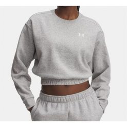 Bluza Damska UA Rival Fleece Piped Crew 6007035-011. Szare bluzy damskie Under Armour, bez wzorów, bez kaptura. Za 129.99 zł.