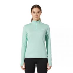 Damska koszulka 100% wełna merynosa z długim rękawem - Bjork 210 Zip. Zielone t-shirty damskie FJORK MERINO, l, bez wzorów, z materiału, klasyczne, bez kołnierzyka. Za 299.00 zł.