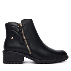Botki Pikolinos. Czarne botki damskie Pikolinos, bez obcasa, na słupku, bez zapięcia. Za 759.99 zł.
