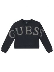 Guess Bluza J6RQ10 KAD74 Czarny Regular Fit. Czarne bluzy dla dziewczynek Guess, z aplikacjami, z bawełny, bez ramiączek, bez kaptura. Za 229.99 zł.