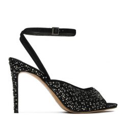 Sandały Eva Minge. Czarne sandały damskie Eva Minge, bez wzorów, bez obcasa, na szpilce, bez zapięcia. Za 449.99 zł.