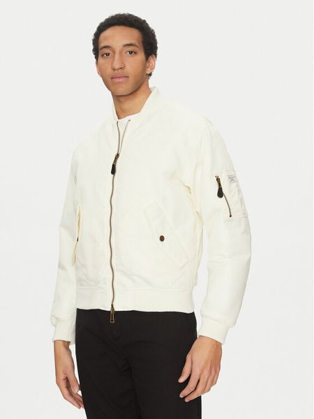 Guess Jeans Kurtka bomber M5RL81 WHAA2 Écru Regular Fit. Kurtki męskie Guess Jeans, l, z aplikacjami, z jeansu, bez kaptura. Za 349.99 zł.