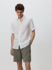 Lniane szorty jogger - jasny zielony. Zielone szorty męskie Reserved, l, bez wzorów, z tkaniny. Za 159.99 zł.