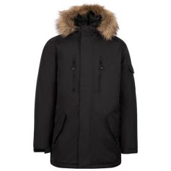 Kurtka Wodoodporna Męska Alexsander. Czarne kurtki męskie Trespass, l, bez wzorów, z materiału, z kapturem. Za 395.99 zł.