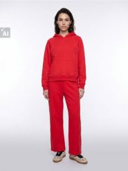 Bluza hoodie oversize z bawełną - czerwony. Czerwone bluzy sportowe damskie Sinsay, l, bez wzorów, z bawełny, bez kaptura. Za 49.99 zł.