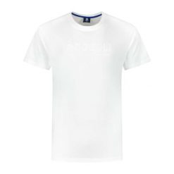 Koszulka sportowa Rogelli z krótkim rękawem - T-shirt graficzny. Białe t-shirty męskie Rogelli, l, bez wzorów, z bawełny, eleganckie, bez kołnierzyka. Za 170.50 zł.