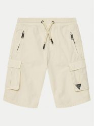 Guess Szorty materiałowe L2RD01 D3XN0 Écru Regular Fit. Szorty dla chłopców Guess, z aplikacjami, z bawełny. Za 109.99 zł.