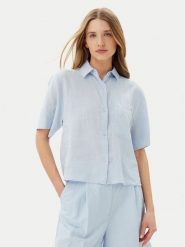 Tommy Hilfiger Koszula WW0WW44720 Błękitny Relaxed Fit. Niebieskie bluzki damskie Tommy Hilfiger, bez wzorów, ze lnu, bez kołnierzyka, bez ramiączek. Za 309.99 zł.