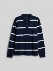 4F Longleeve polo relaxed męski - granatowy XXL. Niebieskie koszulki polo męskie 4f, m, bez wzorów, z bawełny, klasyczne, bez ramiączek. Za 149.99 zł.