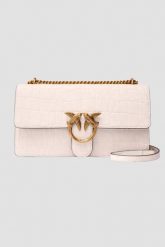 PINKO Biała listonoszka damska Love One Classic DC Cocco Nabuccato. Białe listonoszki damskie Pinko, bez wzorów, eleganckie, z tłoczeniem, bez dodatków. W wyprzedaży za 1,149.99 zł.