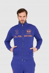 LA MARTINA Fioletowa bluza męska na zamek. Fioletowe bluzy męskie La Martina, m, bez wzorów, bez kaptura. W wyprzedaży za 499.99 zł.