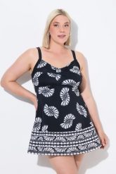 Damski Strój kąpielowy miękkie miseczki ramiączka z regulacją. Czarne kostiumy jednoczęściowe damskie Ulla Popken, plus size, bez wzorów, z elastanu, plus size, do pływania. Za 299.99 zł.