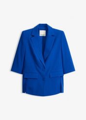 Żakiet z modnie zaznaczonymi ramionami z miękkiej mieszanki wiskozy. Czarne żakiety damskie bonprix, bez wzorów, z wiskozy, eleganckie. Za 169.99 zł.