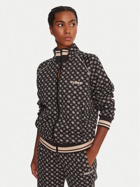 Guess Bluza V5YQ03 KB212 Czarny Regular Fit. Czarne bluzy damskie Guess, xs, z aplikacjami, bez kaptura. Za 434.99 zł.