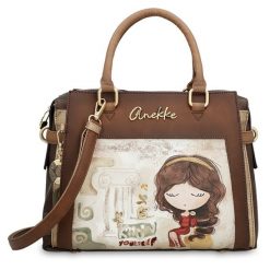 Brązowa Duża Damska Torebka Anekke. Brązowe torebki do ręki damskie Anekke, z aplikacjami, eleganckie, duże, zdobione, bez dodatków. Za 449.00 zł.