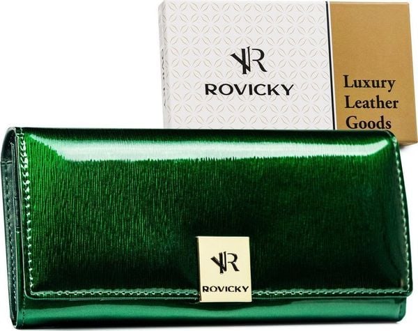 Rovicky Lakierowany portfel damski na karty Rovicky NoSize. Portfele damskie ROVICKY, bez wzorów, z lakierowanej skóry. Za 175.39 zł.