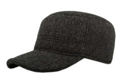 Czapka z Daszkiem Jesienno-Zimowa, Grafitowa w Drobny Wzór, Patrolówka z Nausznikami -Pako Jeans. Szare czapki i kapelusze męskie Pako Jeans, na zimę, bez wzorów, z jeansu. Za 59.00 zł.