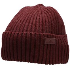 Czapka męska 4F. Czerwone czapki i kapelusze męskie 4f, na zimę, bez wzorów, z dzianiny, sportowe. Za 36.99 zł.