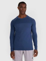 KOSZULKA BEZSZWOWA MĘSKA 4F LONGSLEEVE SZYBKOSCHNĄCA TFLOM404 S/M. Niebieskie koszulki sportowe męskie 4f, m, bez wzorów, z materiału, bez kołnierzyka, bez ramiączek, na fitness i siłownię. Za 102.19 zł.