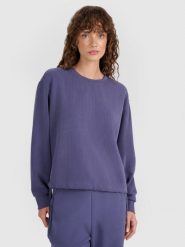 4F Bluza dresowa nierozpinana z modalem damska - granatowa L. Niebieskie bluzy sportowe damskie 4f, l, bez wzorów, z dresówki, bez kaptura. W wyprzedaży za 149.99 zł.