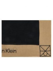 Calvin Klein Szal LV04F9021G Czarny. Czarne rękawiczki damskie Calvin Klein, bez wzorów, ze lnu. Za 329.99 zł.
