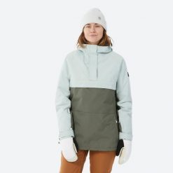Kurtka snowboardowa damska Dreamscape SNB 100. Brązowe kurtki damskie DREAMSCAPE, m, bez wzorów, z materiału, bez kaptura, narciarskie. Za 299.99 zł.