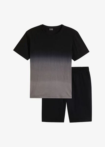 T-shirt i bermudy dresowe (2 części). Czarne szorty męskie bonprix, m, bez wzorów, z bawełny. Za 119.99 zł.