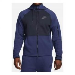 Bluza sportowa męska Nike Tech Fleece. Niebieskie bluzy męskie Nike, m, bez wzorów, ze splotem, z kapturem. Za 413.00 zł.