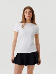 Bjorn_borg ACE SLIM T-SHIRT z recyklingowanego poliestru. Białe t-shirty damskie Björn Borg, m, bez wzorów, bez kołnierzyka. Za 194.00 zł.