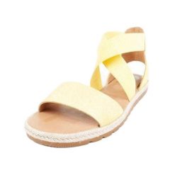 Sandały Damskie Jeden Kolor Skóra Pełnoziarnista Ella II. Żółte obuwie sportowe damskie Sorel, bez wzorów, ze skóry, bez obcasa, bez zapięcia. Za 349.99 zł.