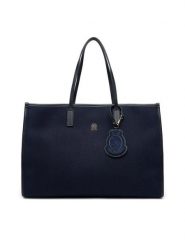 Tommy Hilfiger Torebka Th City Large Tote Melton AW0AW18215 Granatowy. Niebieskie torebki do ręki damskie Tommy Hilfiger, bez wzorów, z materiału, bez dodatków. Za 559.99 zł.