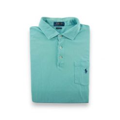 Second life - Koszulka Polo męska Classic Fit Polo Ralph Lauren - Stan dobry. Niebieskie koszulki polo męskie Ralph Lauren, m, bez wzorów, z materiału, bez kołnierzyka, bez ramiączek, na golfa. Za 106.46 zł.