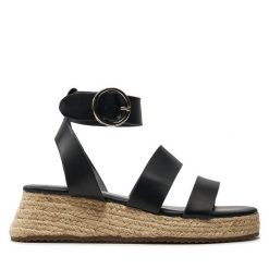 Espadryle ONLY Shoes. Czarne sandały damskie ONLY Shoes, bez wzorów, bez obcasa, bez zapięcia. Za 119.99 zł.