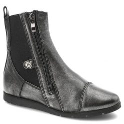 Srebrne Botki Marshall Ocieplane Buty Damskie. Czarne kozaki damskie Marshall, ze skóry, bez obcasa, na obcasie. Za 279.00 zł.