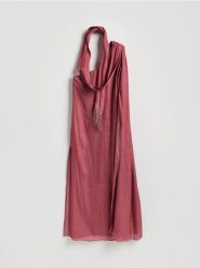 Sukienka z szalem - fuksja. Czerwone sukienki damskie Reserved, l, bez wzorów, z tkaniny, bez kołnierzyka, bez ramiączek. Za 299.99 zł.