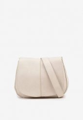 Beżowa Torebka Typu Listonoszka Ozdobiona Klapą Galitina. Brązowe torby na ramię damskie Renee, bez wzorów, z jeansu, eleganckie, bez dodatków. Za 139.99 zł.