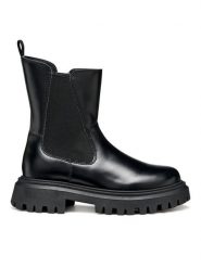 Geox Trapery J Maquinnens J56M6D 0CNNH C9999 S Czarny. Czarne buty zimowe dziewczęce Geox, bez wzorów, ze skóry, bez zapięcia. Za 269.99 zł.