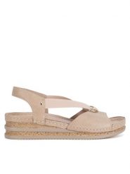 Go Soft Sandały RST-2314-02 Beżowy. Brązowe sandały damskie GO SOFT, bez wzorów, z materiału, bez obcasa, na koturnie, bez zapięcia. Za 169.99 zł.