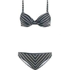 Bikini na fiszbinach (2 części) bonprix czarno-biały w paski. Białe bikini damskie bonprix, w paski. Za 37.99 zł.