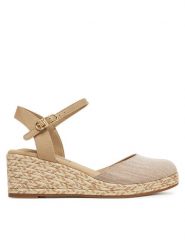 Tommy Hilfiger Espadryle Chambray Mid Wedge Espad FW0FW08477 Beżowy. Brązowe sandały damskie Tommy Hilfiger, bez wzorów, z materiału, bez obcasa, bez zapięcia. Za 219.99 zł.